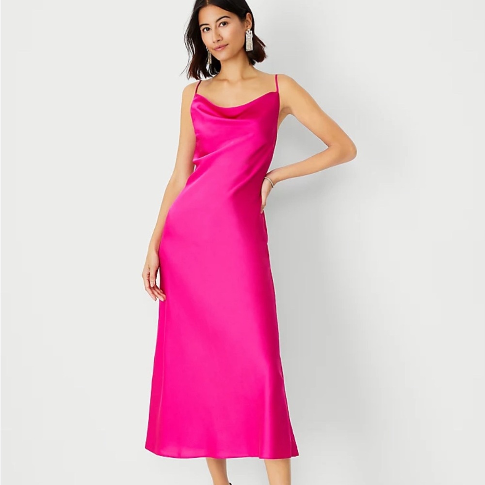 NWT Ann Taylor Satin Scoop Neck Slip Dress Size 2